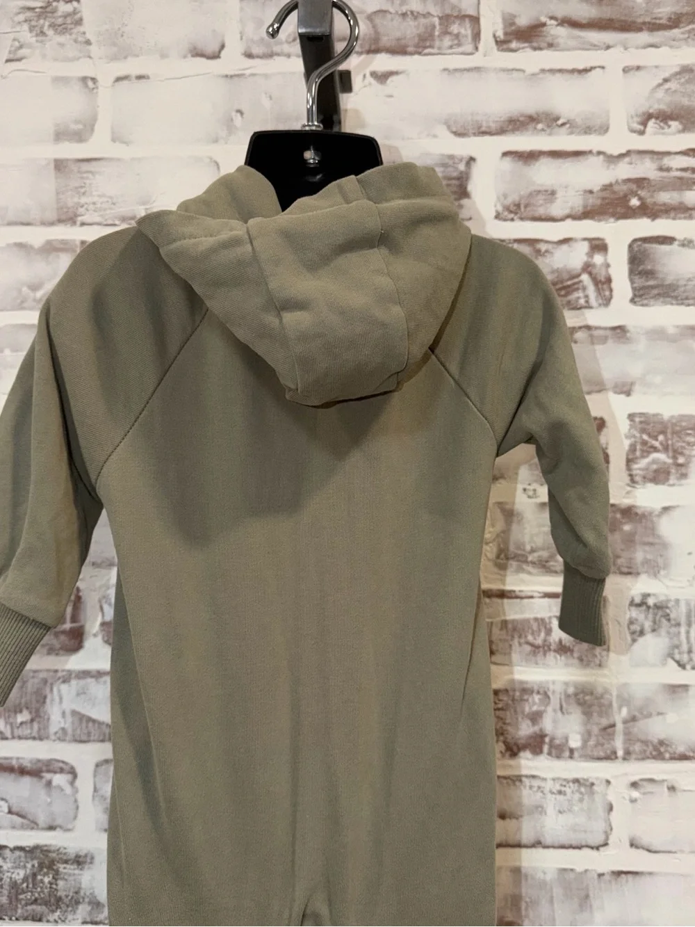 Little Bipsy Olive Green Hooded One-Piece Zip Romper 9/12m